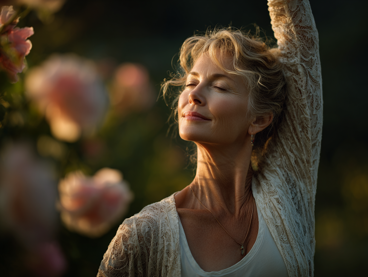 Senior jóga gyakorlat természetes környezetben